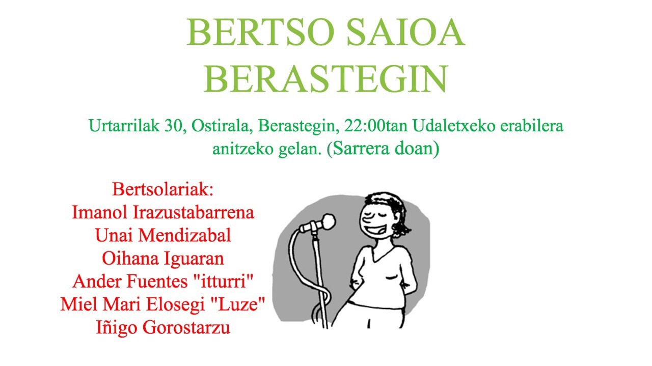 Bertso saioa Berastegin, ostiralean