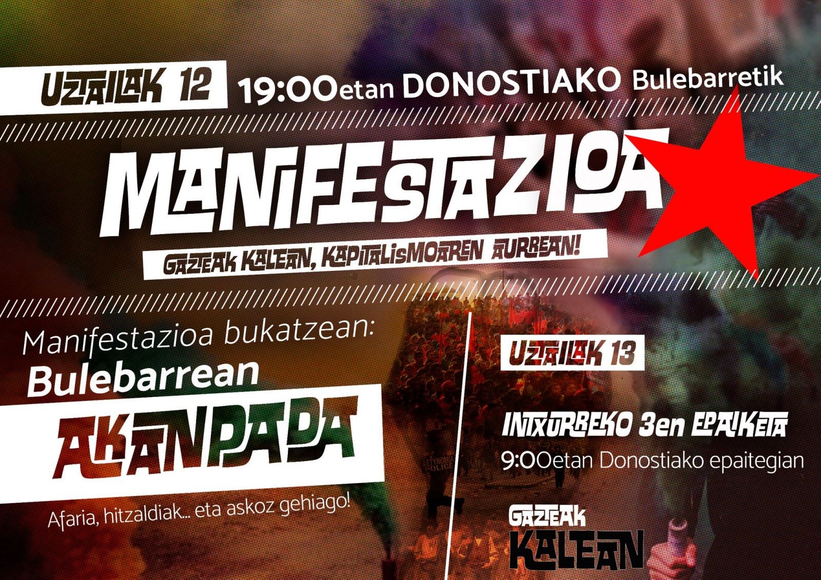 Manifestazioa eta kanpaldia, auziperatuak babesteko