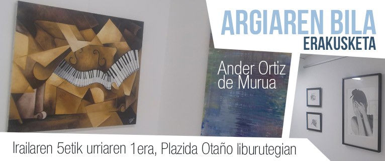 Ander Ortiz de Murua artista zizurkildarraren lanak ikusgai, Plazida Otaño liburutegian