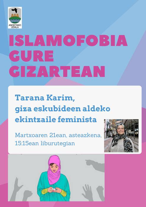 'Islamofobia gure gizartean' hitzaldia eskainiko du Tarana Karimek