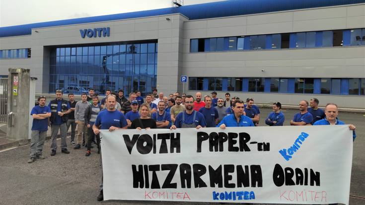 Voith Paper enpresako langile batzordeak lanuzteak eta greba egun bat deitu ditu