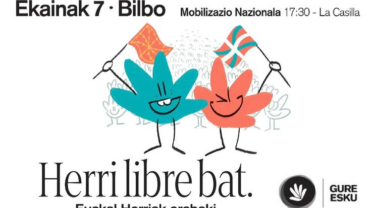 Larunbatean Gure Eskuk Bilbon egingo duen mobilizazio nazionalean parte hartzeko deia egiten dugu