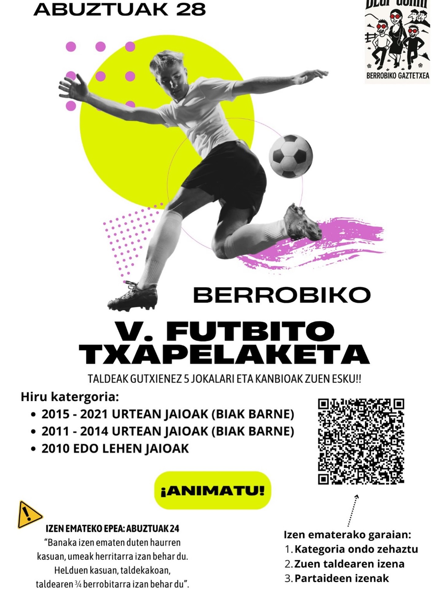Berrobiko V. Futbito Txapelketa abuztuaren 28an izango da