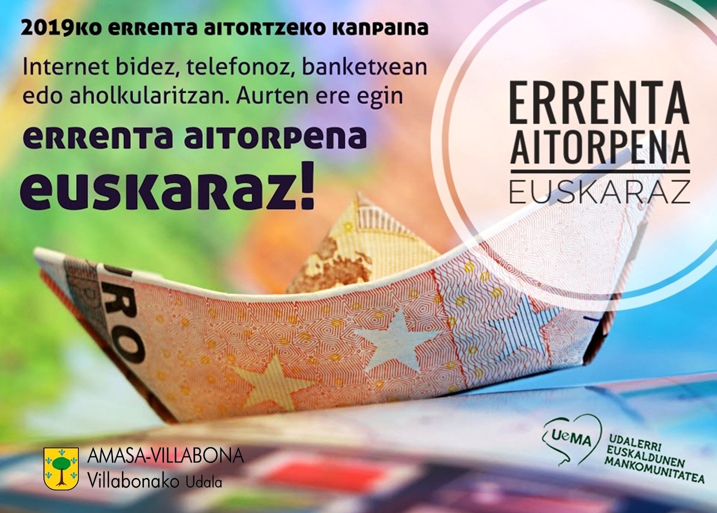 Errenta aitorpena euskaraz egiteko kanpaina martxan jarri da larrialdi egoera honetan ere