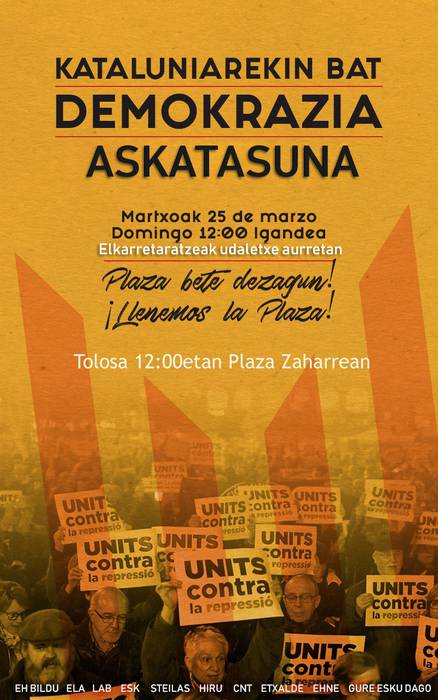"Kataluinarekin bat" egiteko elkarretaratzeak deitu dituzte biharko