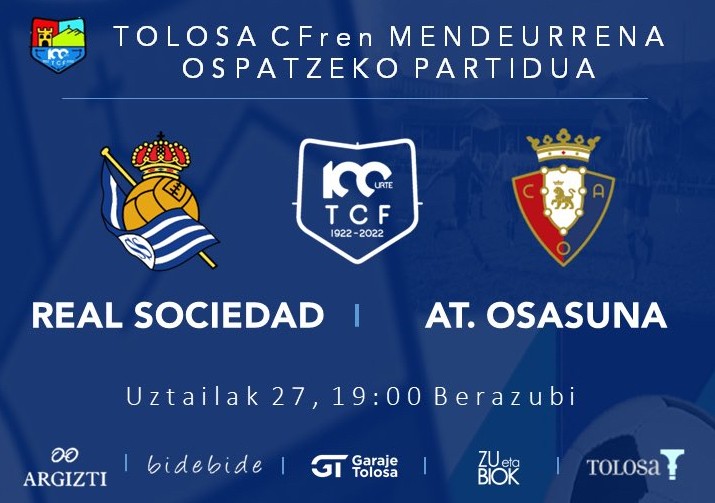 Tolosa CF-ren mendeurreneko futbol partidarako sarrerak salgai astelehenetik aurrera