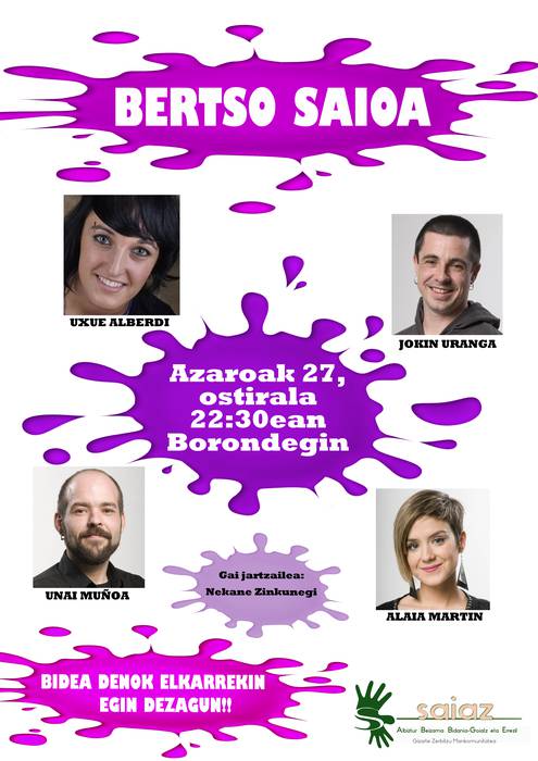 Bertso saioa antolatu du Saiaz Mankomunitateak ostiralerako