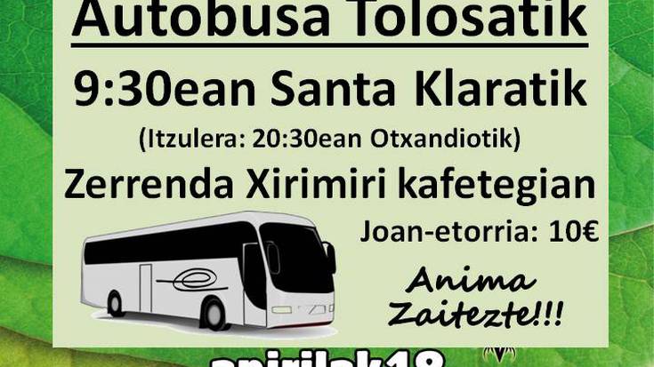 Autobusa Tolosatik Euskaraz Bizi Egunera.
Anima z