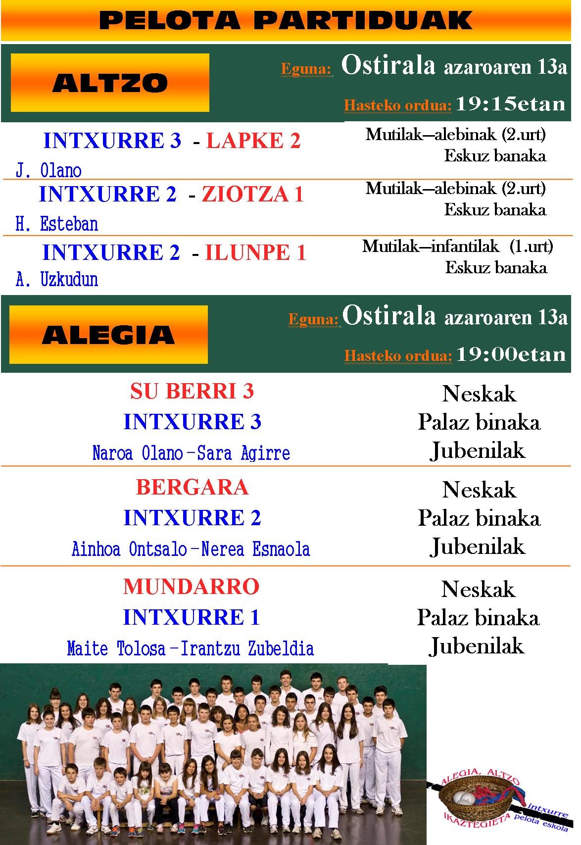 Ostiralean aste honetako partiduak