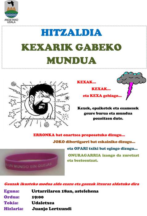 HItzaldia. Kexarik gabeko mundua