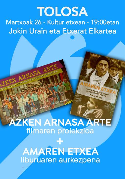 Filma eta liburu aurkezpena: 'Azken arnasa arte' + 'Amaren etxea'
