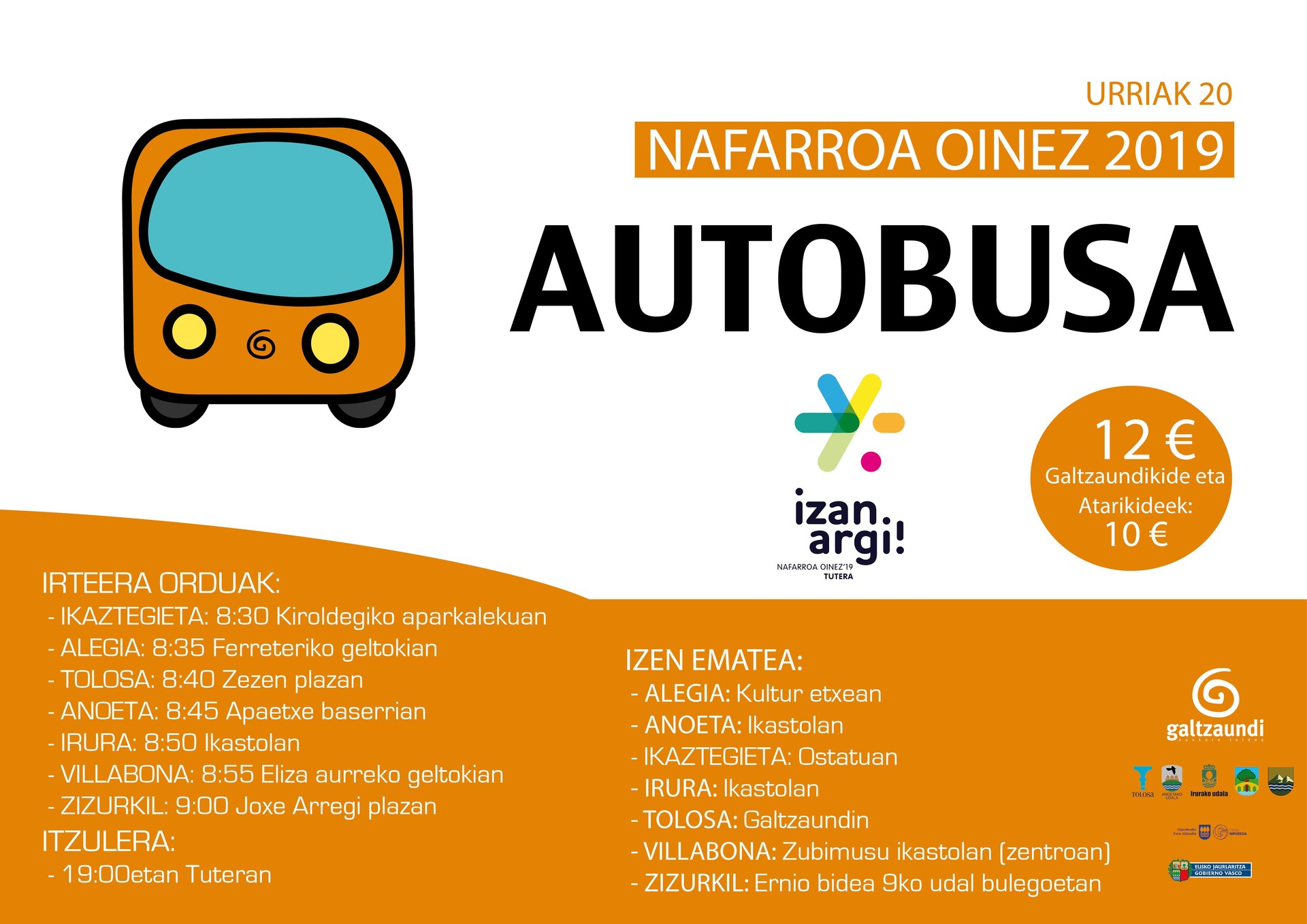 Tuterako Nafarroa Oinezera autobusez joateko aukera Tolosaldetik
