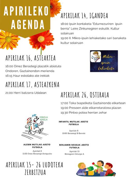 Apirileko agenda