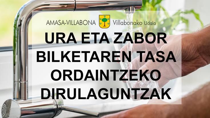 Uraren eta hondakinen tasak ordaintzeko dirulaguntza eskatzeko epea: abuztuaren 25etik irailaren 12ra