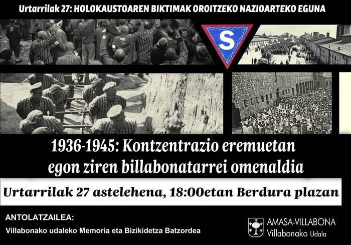 1936-1945 urteen artean Nazien kontzentrazio eremuetan egondako herritarrei omenaldia Udaleko Memoria eta Bizikidetza Batzordearen eskutik