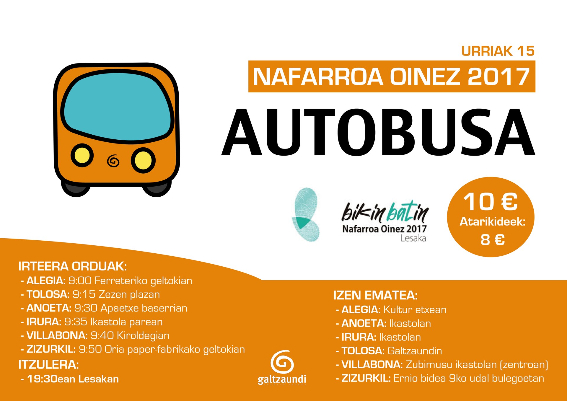 Nafarroa Oinez 2017: Tolosaldetik Lesakara autobusez