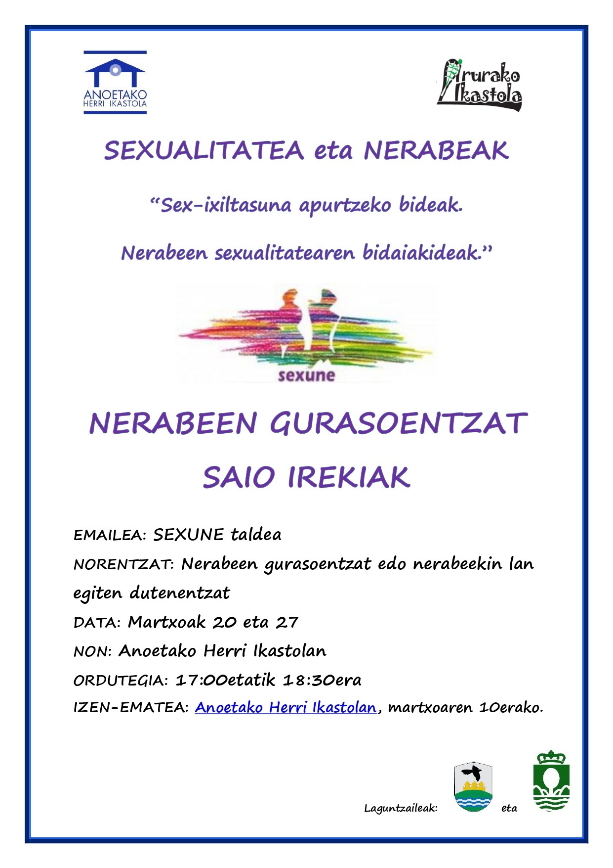 Nerabeekin sexualitatea nola landu ikasteko saioak