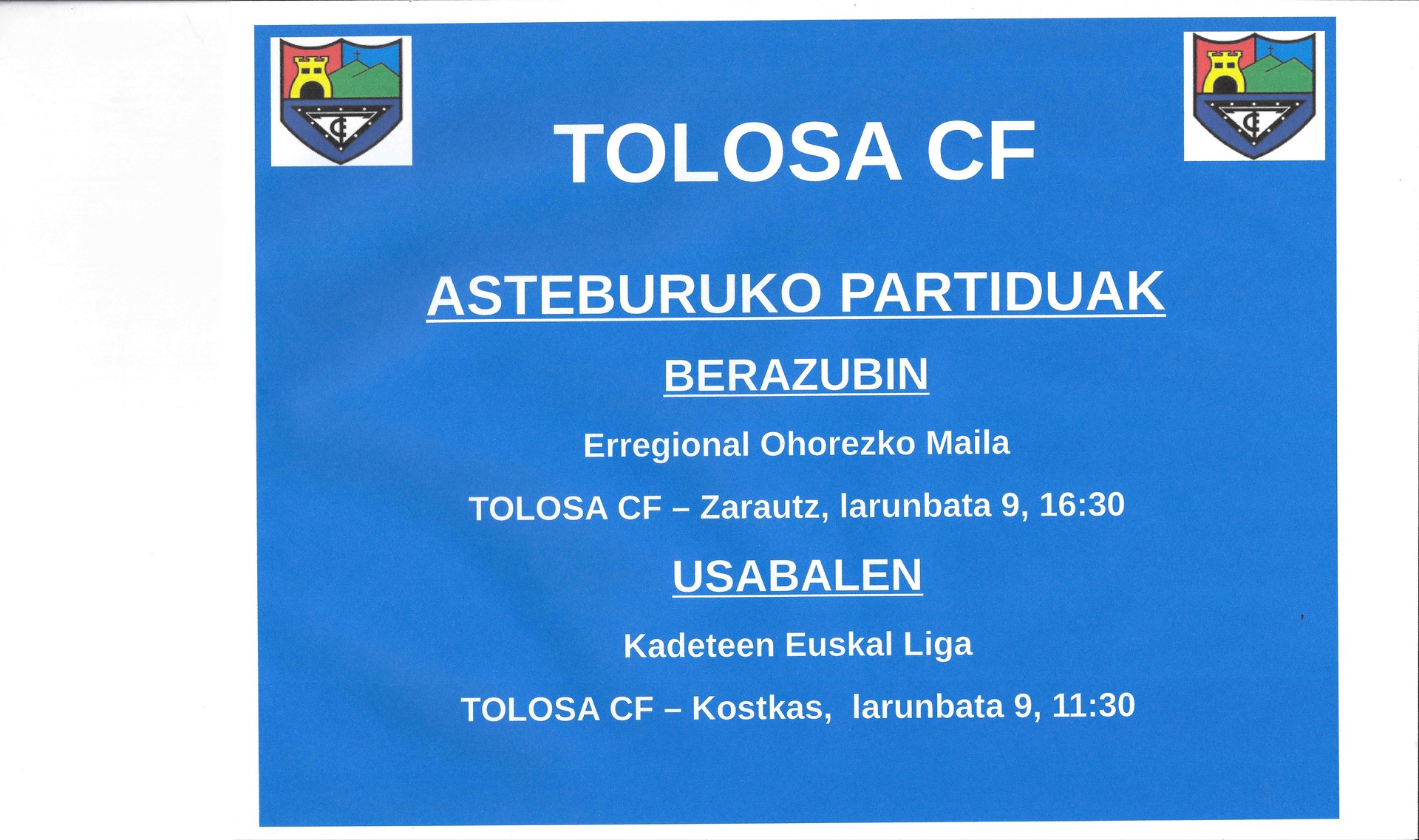 Asteburuko partiduak