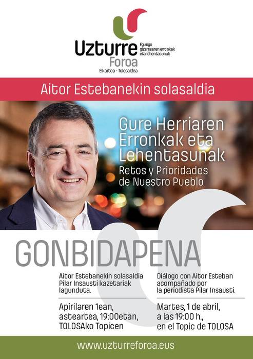 'Gure Herriaren Erronkak eta Lehentasunak' hitzaldia  Aitor Estebanen eskutik (EAJko EBBko Presidentea)