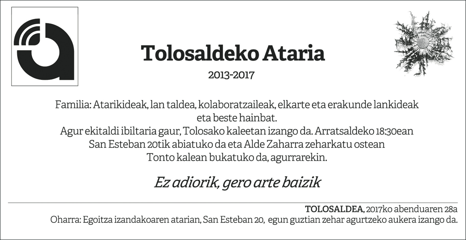 Ez adiorik, gero arte baizik