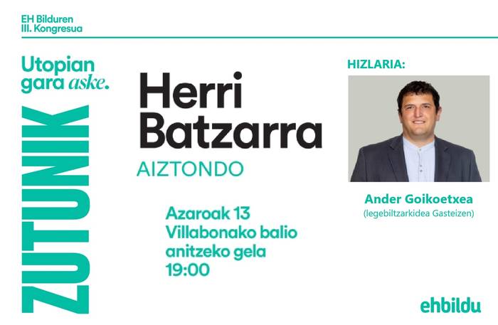 Asteazkenean Aiztondoko EH Bilduren Herri Batzarra