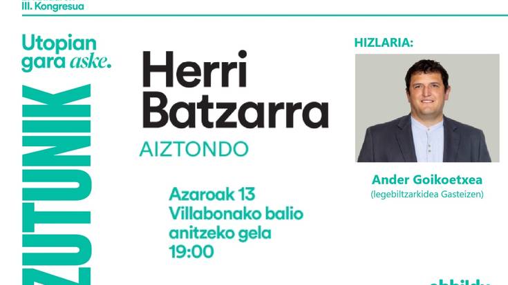 Asteazkenean Aiztondoko EH Bilduren Herri Batzarra