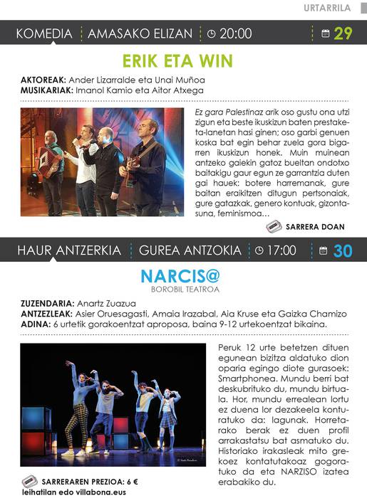 Urteko lehen kultur emanaldiak Amasa-Villabonan