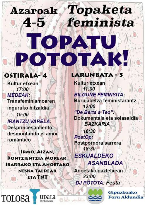 Eskualdeko topaketa feministak egingo dituzte hurrengo asteburuan