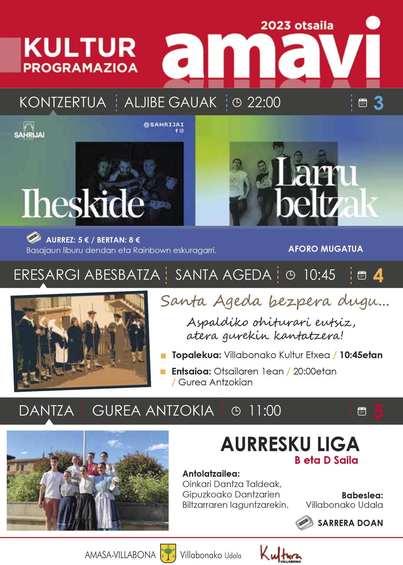 Kultur ekitaldiz josita dator otsaila Amasa-Villabonara