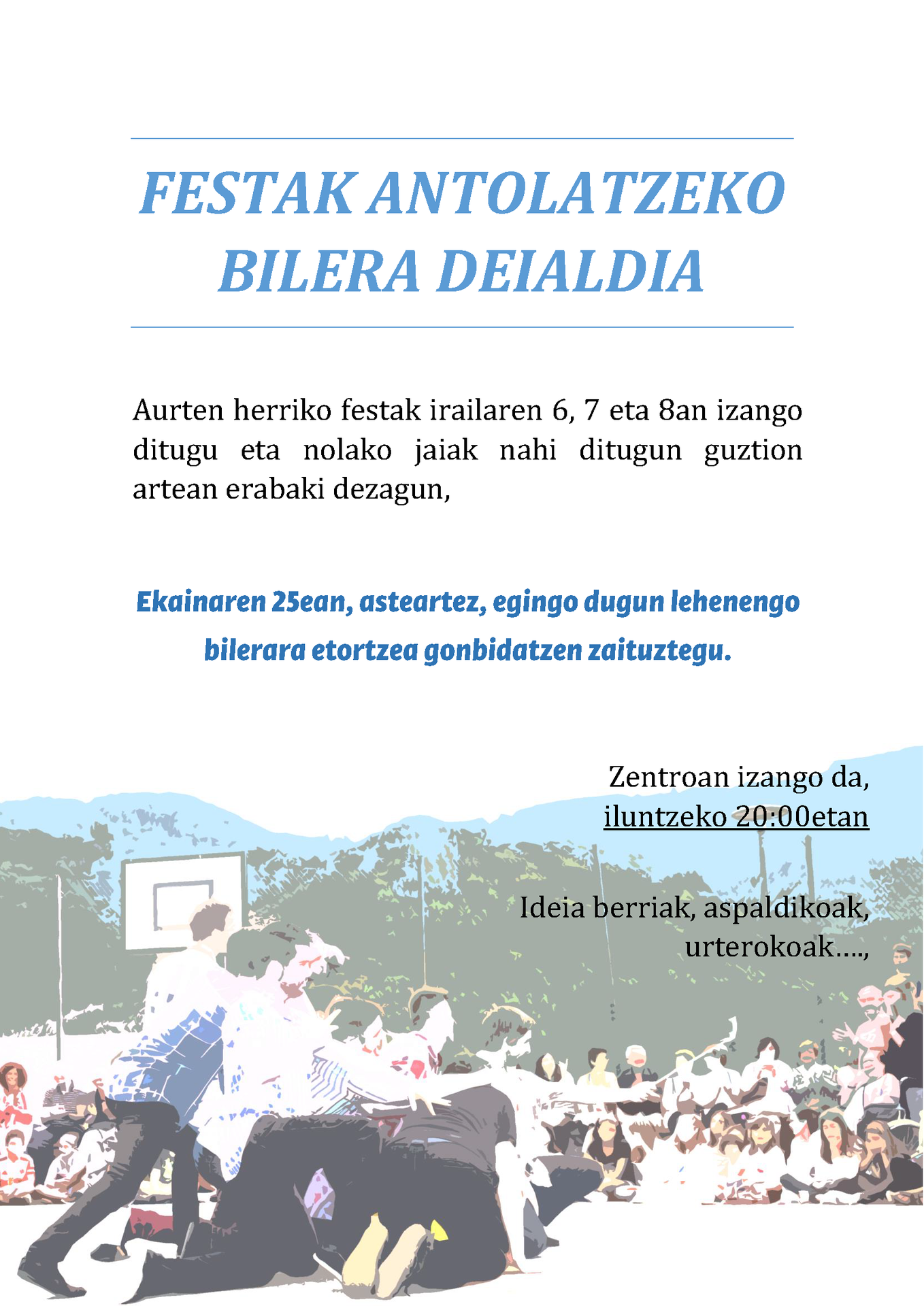 Festak antolatzeko bilera deialdia