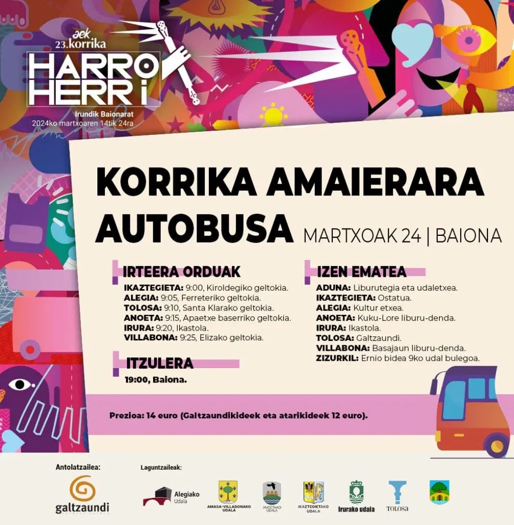 Korrikaren amaierara joateko autobusa eskualdetik