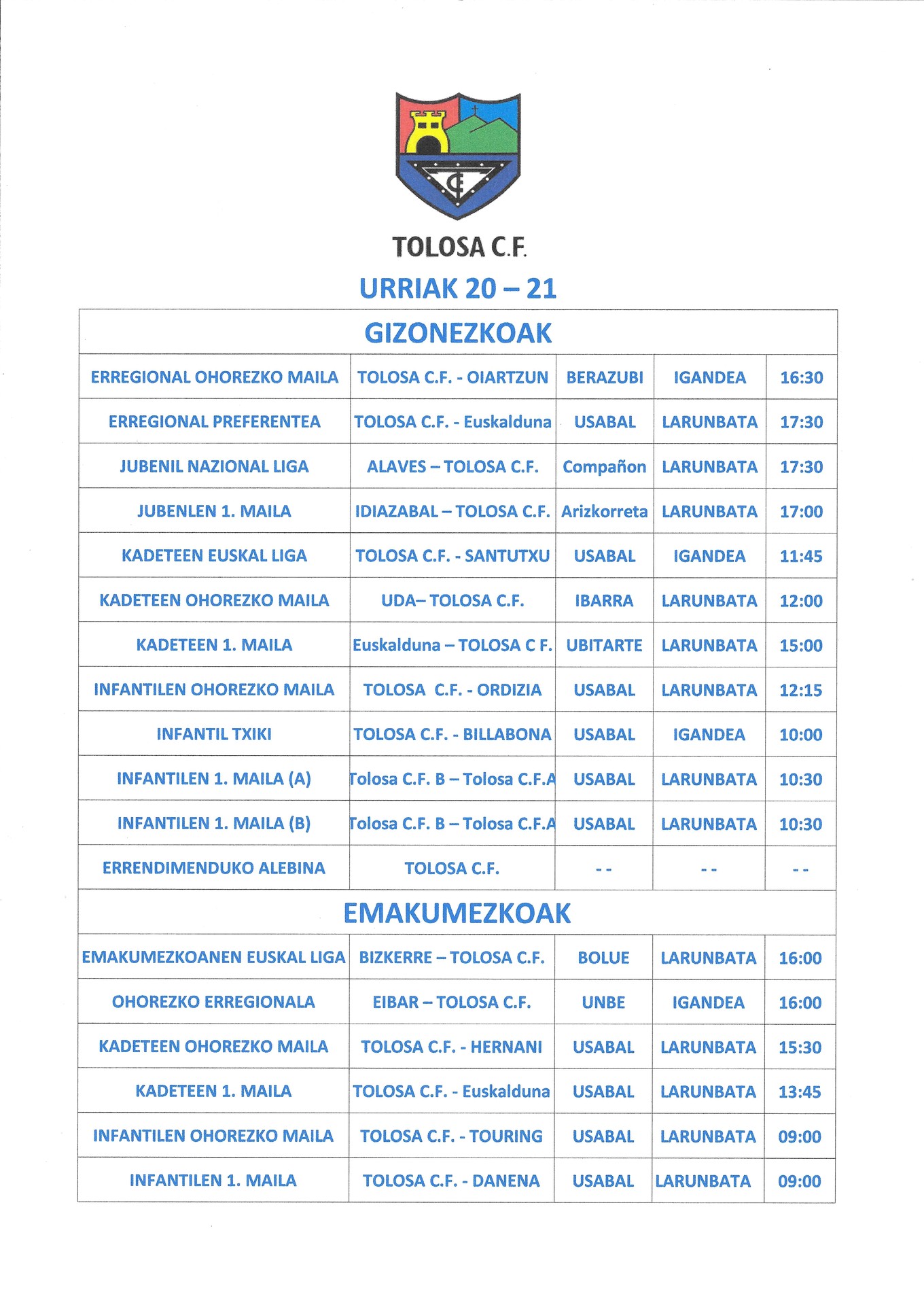 Asteburuko partidak