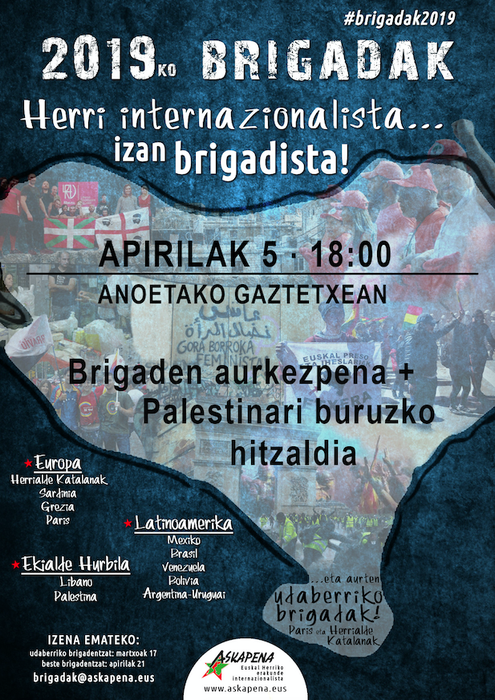 Askapena brigaden aurkezpena eta Palestinari buruzko hitzaldia