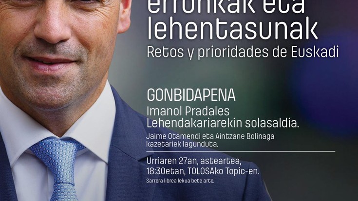 Imanol Pradales Lehendakaria izango da Uzturre Foroaren gonbidatua urriaren 27an, 18:30tan, Tolosako Topic-en