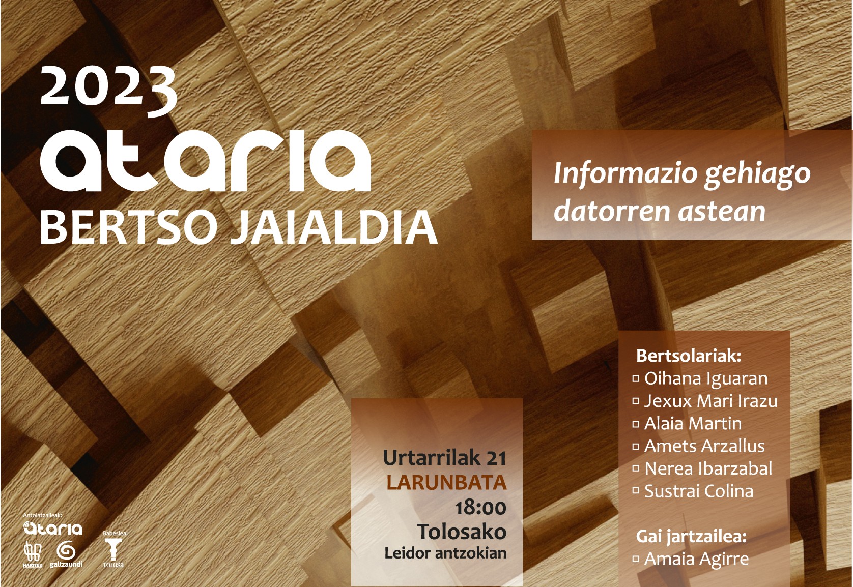 Urtarrilaren 21ean izango da Ataria Bertso Jaialdia