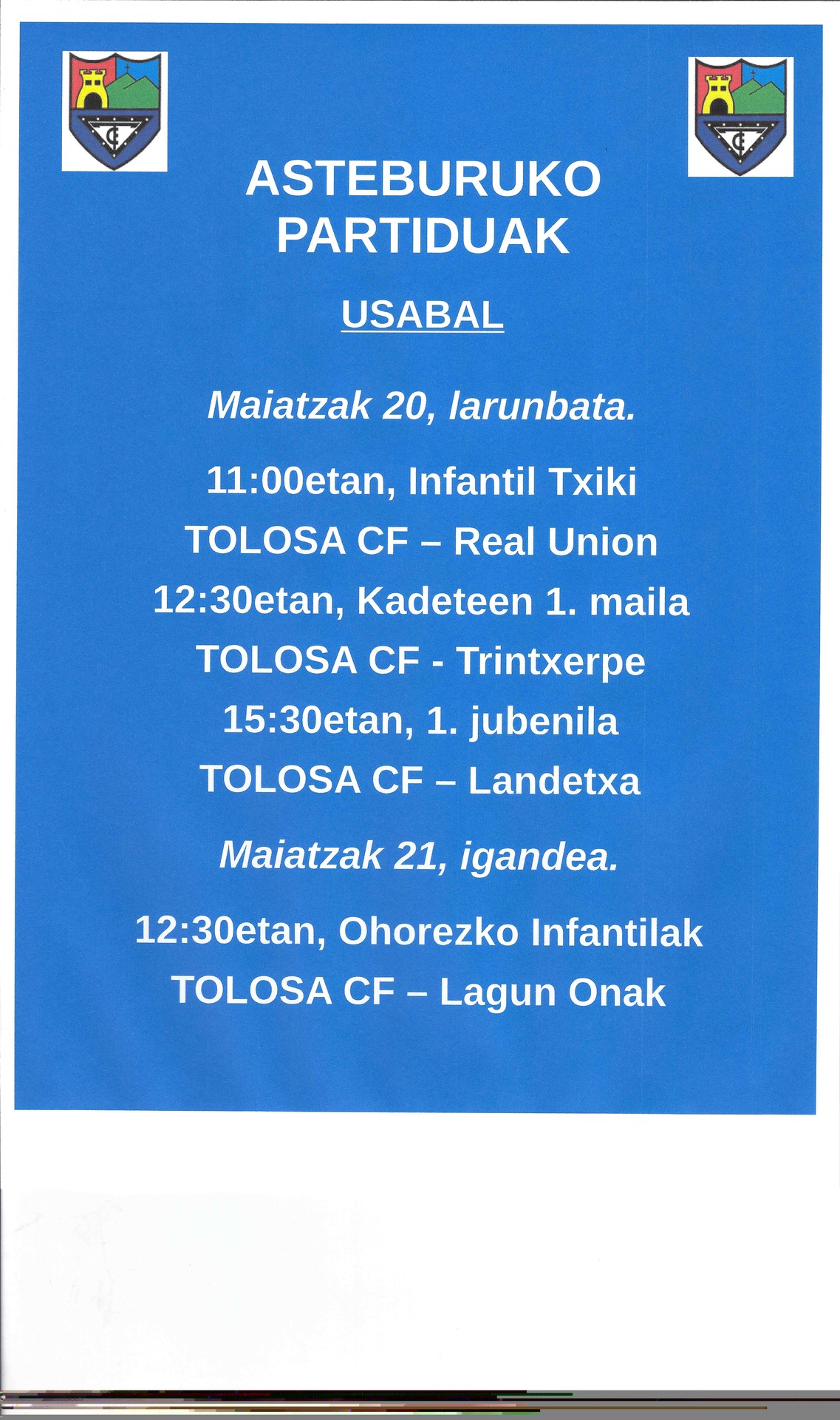 Asteburuko partiduak