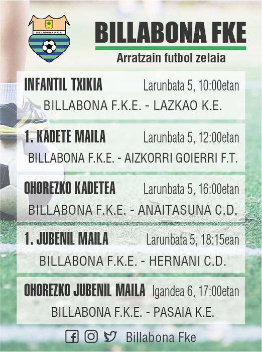 Asteburu honetako etxeko partidak