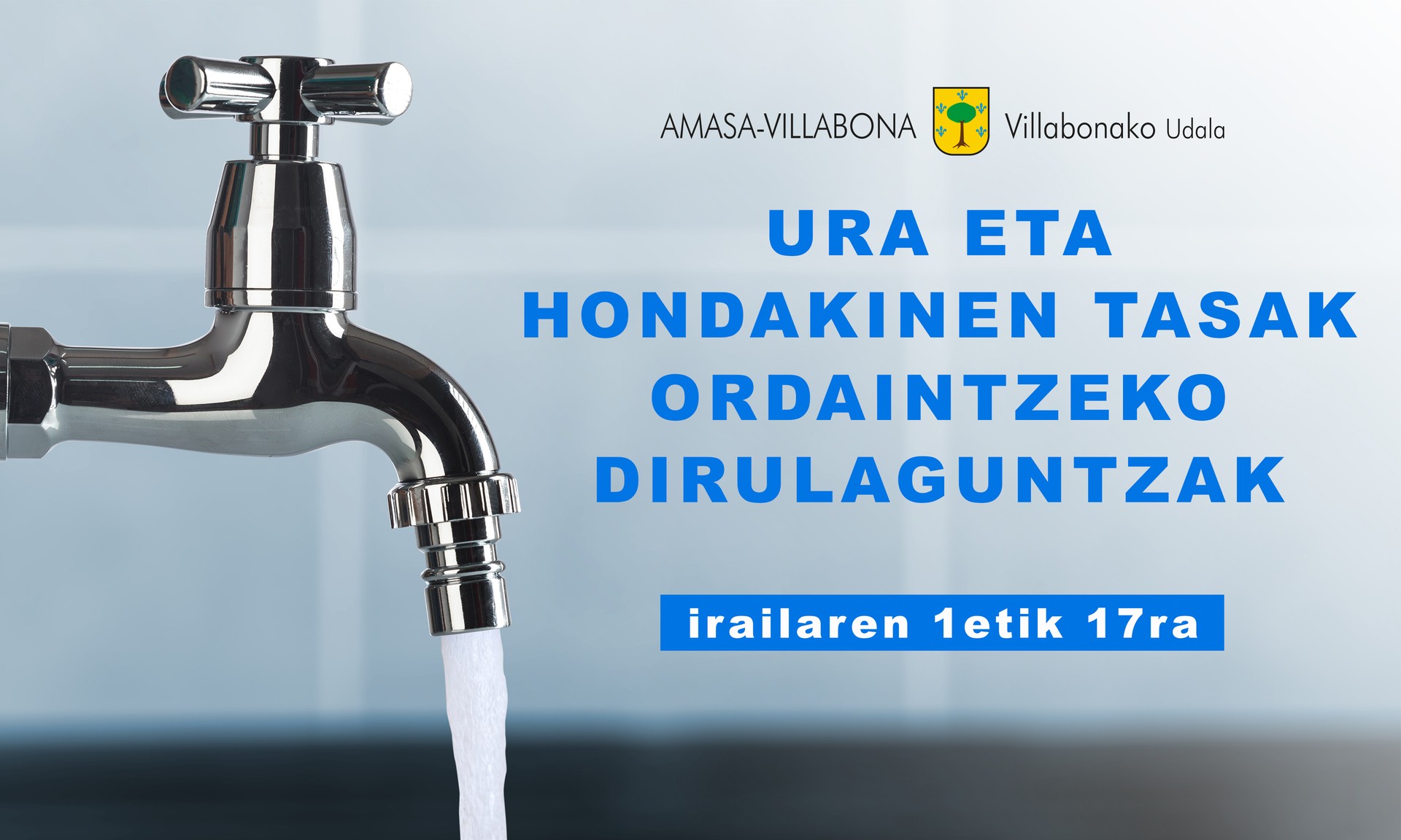 Uraren eta hondakin bilketaren tasak ordaintzeko dirulaguntzak eskatu daitezke