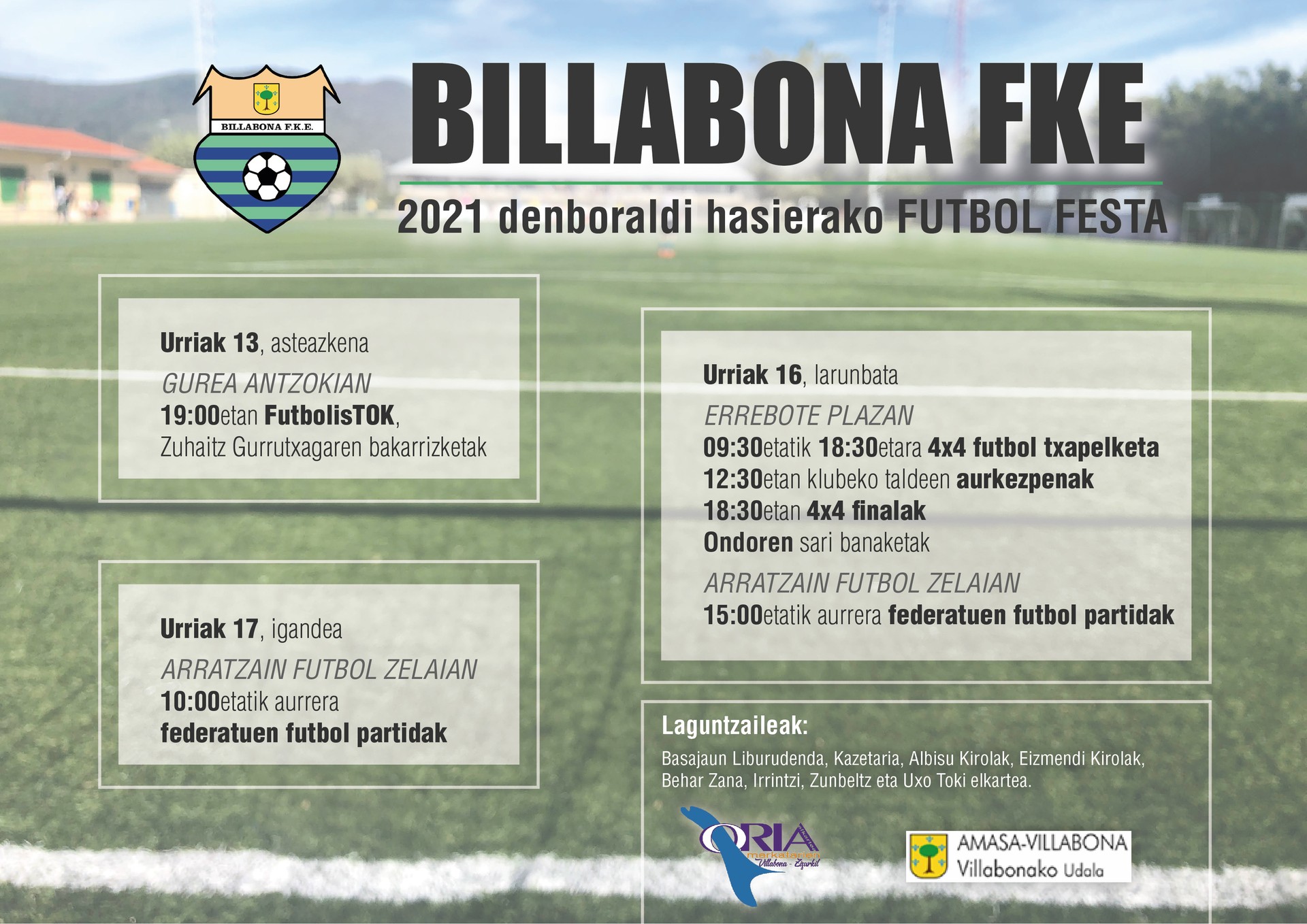 2021 denboraldi hasierako futbol festa, urriaren 13tik 17ra