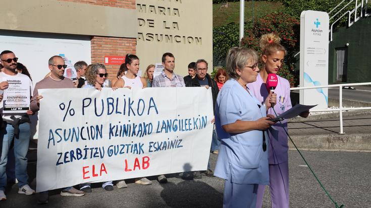 Asuncion Klinika % 100 publikoa izatea eskatu dute langileek