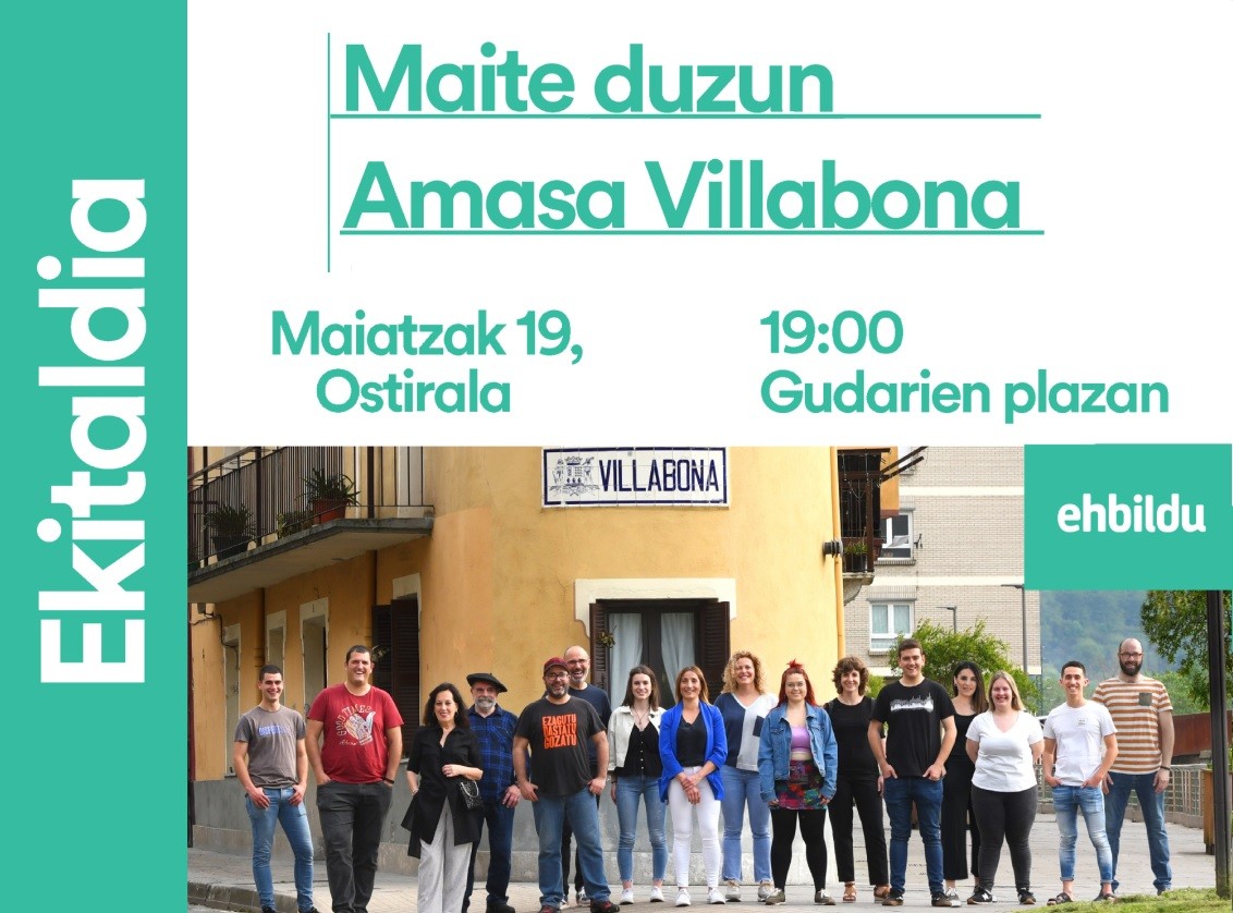 Ostiralean 19:00etan KANPAINAKO EKITALDI NAGUSIA Villabonako Gudari plazan