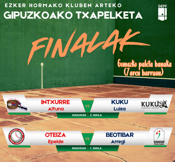 Beotibarren jokatuko dira gomazko paletako  bi final