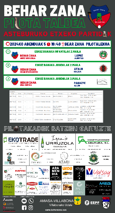 Aste honetako gure pilotarien 12 partidak