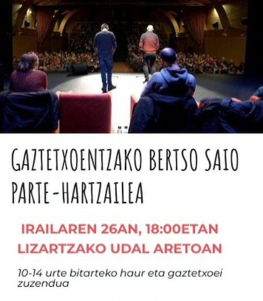 Gaztetxoentzako bertso saio parte-hartzailea