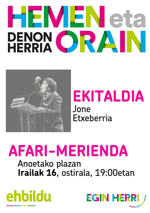 Anoetako EH Bilduk hauteskundeetako ekitaldia egingo du ostiralean 