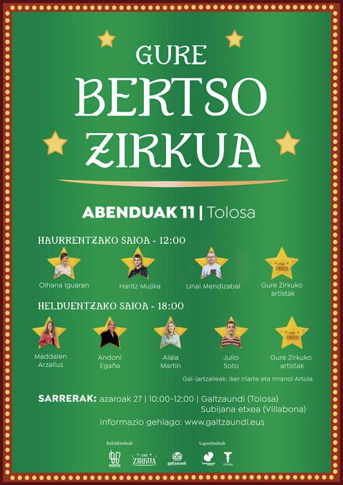 Gure bertso zirkurako azken sarrerak Galtzaundin