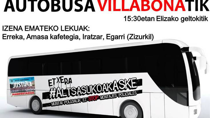 Larunbatean Iruñeako manifestaziora joateko autobusa Villabonatik 