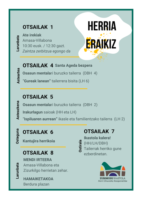 'Herria Eraikiz' astea Zubimusu ikastolan