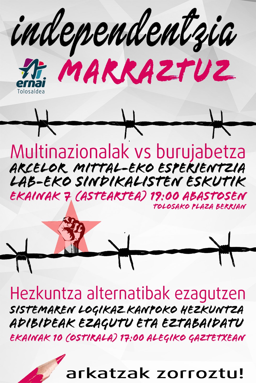 Arcelor-Mittal eko egoera ezgutu nahi? Gaur 19:00tan abastosen!