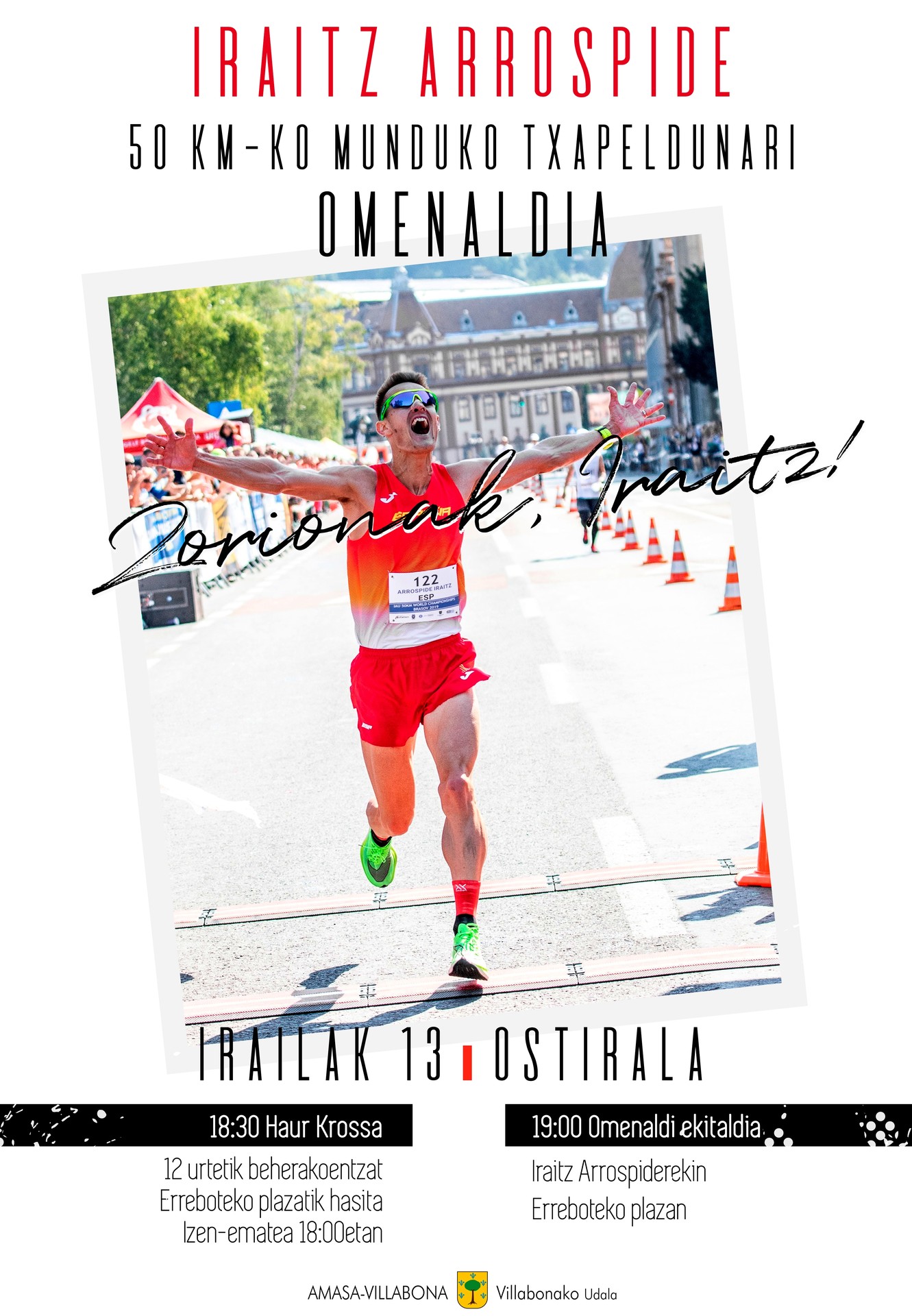 Ostiralean Iraitz Arrospideri omenaldia egingo dio Amasa-Villabonako herriak
